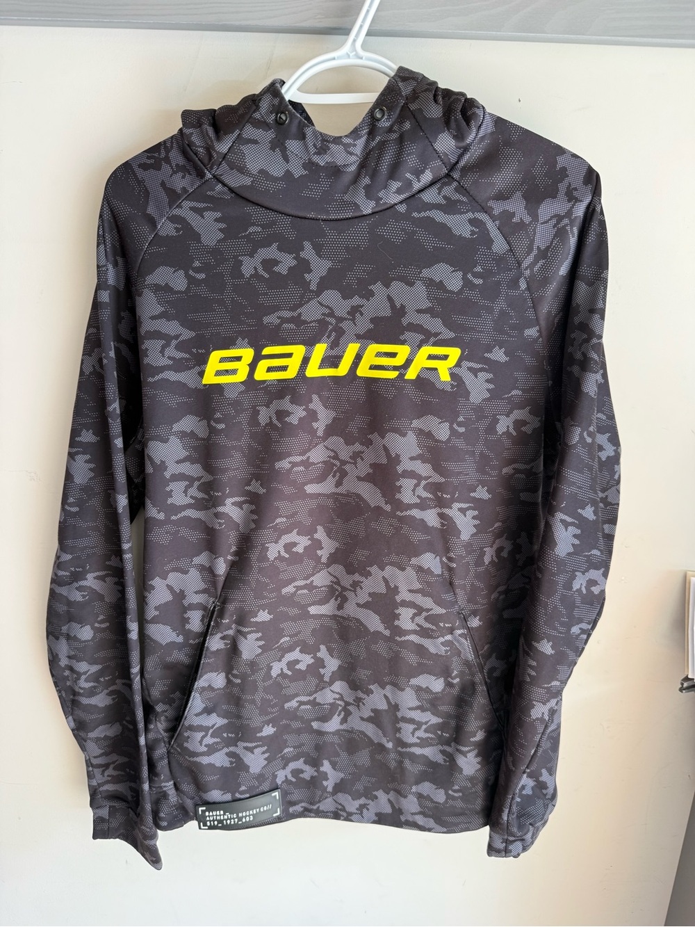 Bauer Men’s Black & Gray Camo hooded Sweater with Yellow Logo